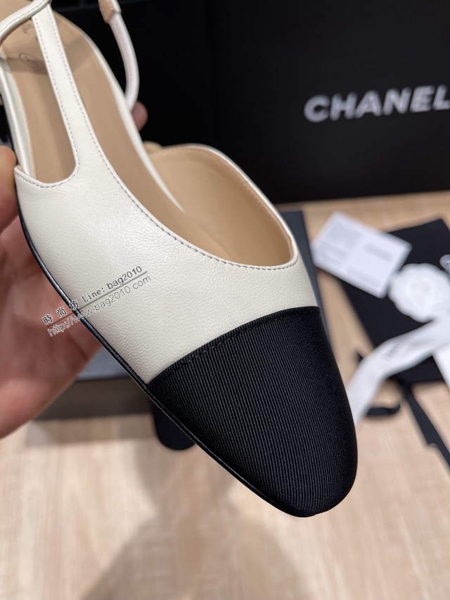 Chanel專櫃經典款女士涼鞋 香奈兒時尚sling back涼鞋平跟鞋6.5cm中跟鞋 dx2552